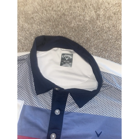 Callaway Opti-Dri Polo Color Block Striped‎ Men's XXL Stretch Performance Golf - Picture 3 of 8